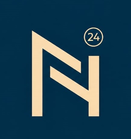 Nehnutelnosti24.sk – znak N s číslom 24